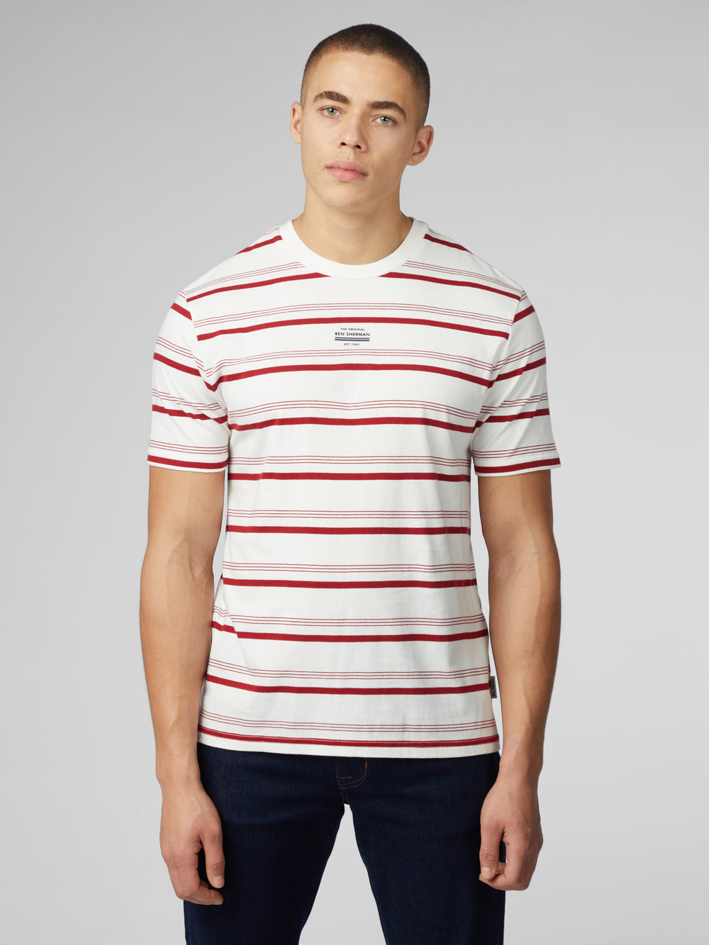 T-Shirt Ben Sherman Signature Fine Stripe Blanche | JBJ-49290416